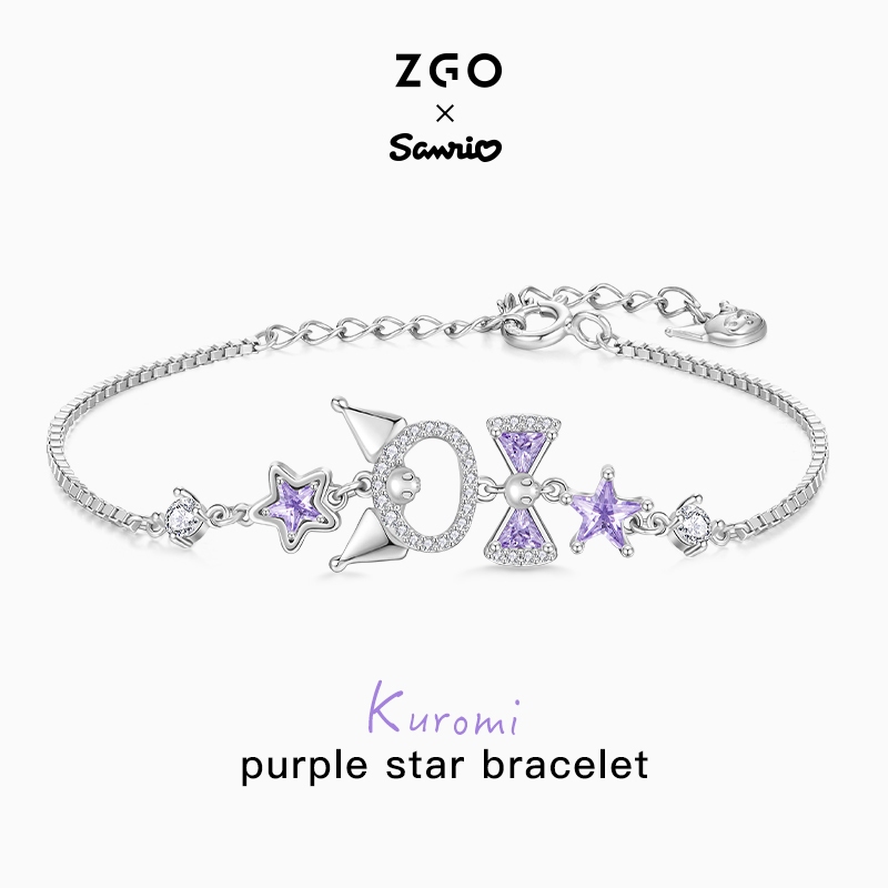 ZGO x Sanrio Kuromi สร้อยข้อมือเงินสเตอร์ลิง หรูหรา สําหรับผู้หญิง ของขวัญวันเกิ
