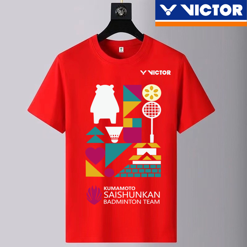 Victor 2024 ใหม่ เสื้อกีฬาแบดมินตัน แขนสั้น ดูดซับเหงื่อ รูปที่ 3