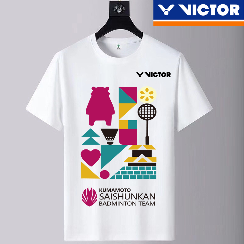 Victor 2024 ใหม่ เสื้อกีฬาแบดมินตัน แขนสั้น ดูดซับเหงื่อ