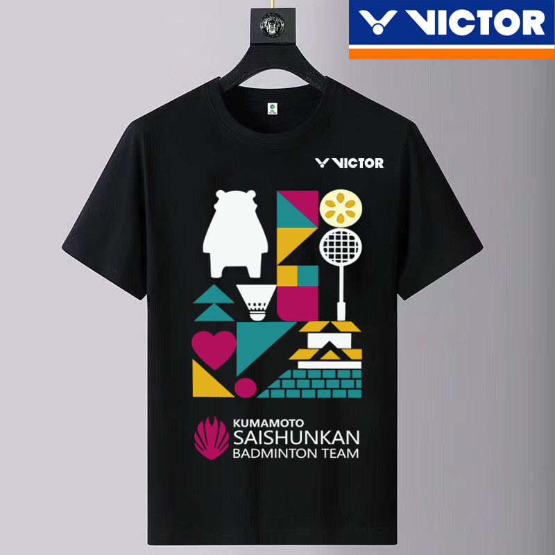 Victor 2024 ใหม่ เสื้อกีฬาแบดมินตัน แขนสั้น ดูดซับเหงื่อ รูปที่ 2