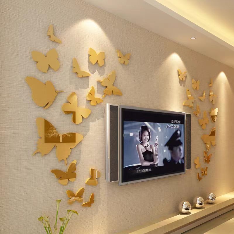 【DAORUI】สติกเกอร์กระจกอะคริลิค ลายผีเสื้อ 3D มีกาวในตัว สําหรับติดตกแต่งผนังห้องนอน ห้องนั่งเล่น