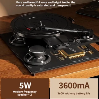 Middix เครื่องเล่นแผ่นเสียงไวนิล ลําโพงบลูทูธ แบบพกพา สไตล์เรโทร แบตเตอรี่ในตัว