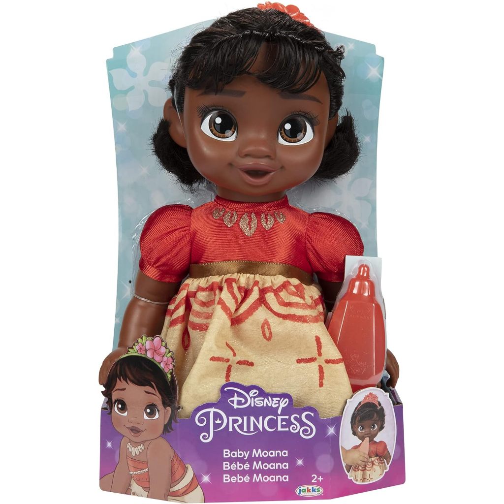 Disney Princess Moana Baby Doll with Baby Bottle &amp; Hair Pin ตุ๊กตาเจ้าหญิงดิสนีย์ Moana พร้อมขวดนม และกิ๊บติดผม สําหรับเด็ก
