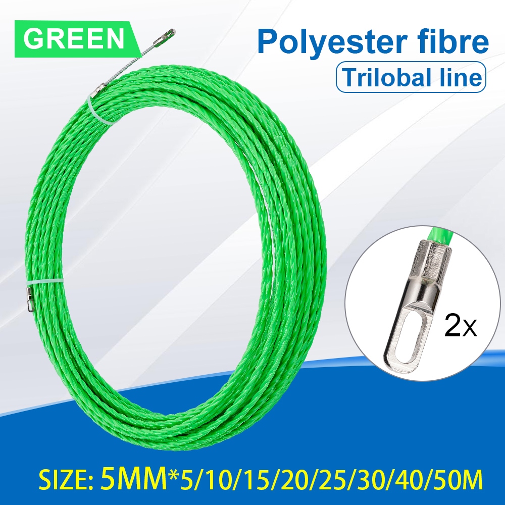 อุปกรณ์ดึงสายพานไฟเบอร์กลาส ขนาด 5 มม. 10-50 ม. สีเขียว สําหรับสื่อสารทางไกล