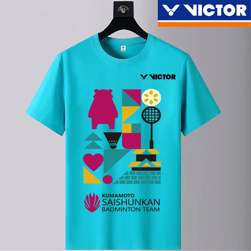 Victor 2024 ใหม่ เสื้อกีฬาแบดมินตัน แขนสั้น ดูดซับเหงื่อ รูปที่ 5