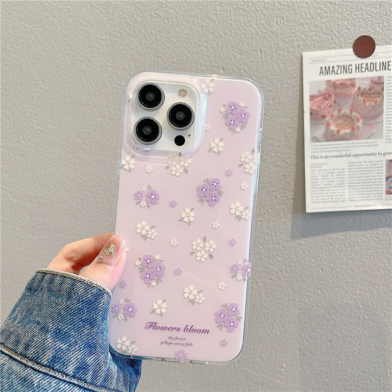 Iphone 16 15 Pro max 14 Pro max วัสดุ TPU ลายดอกไม้ กระบวนการ IMD เคสโทรศัพท์พิมพ์สองชั้น