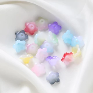 ลูกปัดเซนต์คุคก้า 12*7 มม. 100 ชิ้น ลายดอกไม้และกระดิ่งลมอะคริลิก สีสองสี สำหรับทำเครื่องประดับสร้อยคอและสร้อยข้อมือเอง