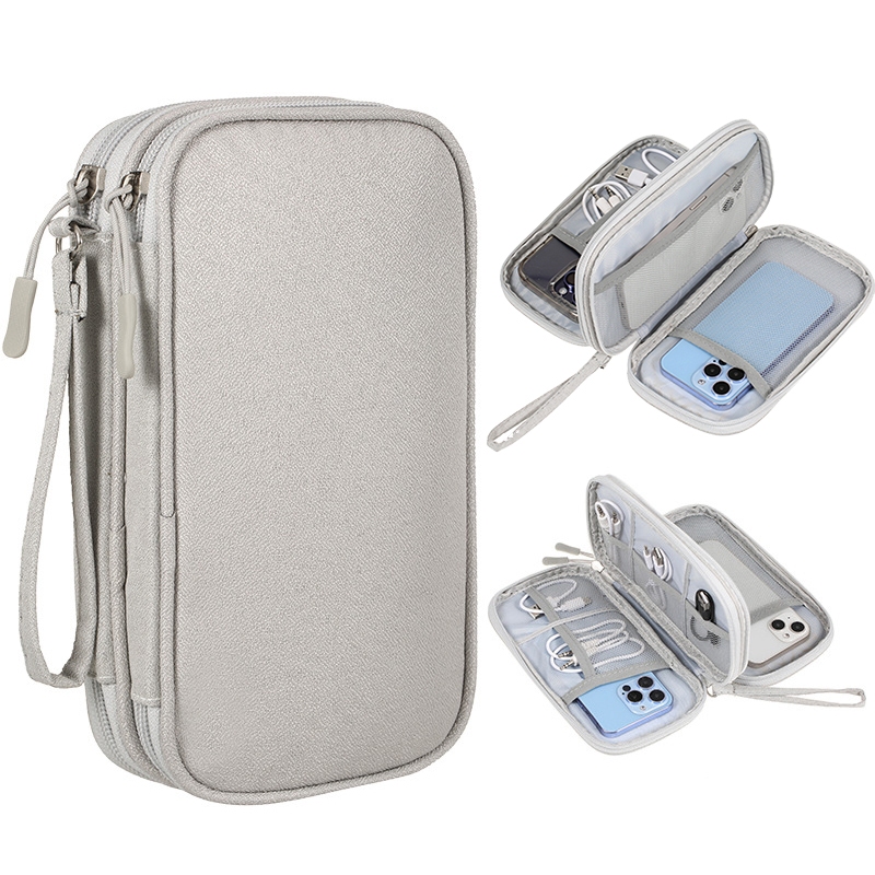 Universal กระเป๋าโทรศัพท์มือถือสําหรับ iPhone 17 16 15 14 13 12 11 Pro Max 16E 15 Plus Samsung Xiaomi OPPO ซิปคู่หูฟังโทรศัพท์ Powerbank กระเป๋าเก็บ