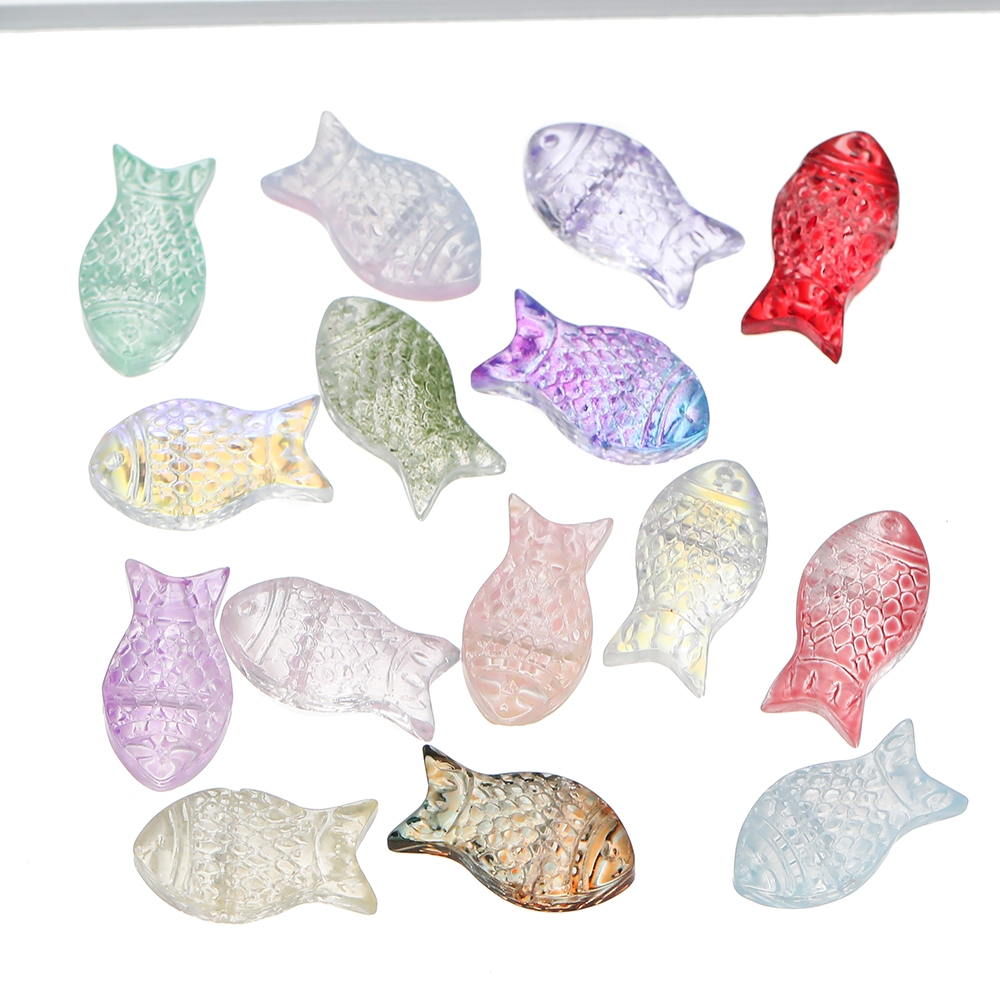 St.kunkka10 ชิ้น จี้ลูกปัดแก้ว รูปปลาคาร์พ พร้อมรู สําหรับทําสร้อยข้อมือ สร้อยคอ DIY