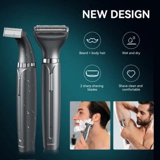 Kensen 2 in 1 เครื่องโกนหนวดไฟฟ้า แบบพกพา อเนกประสงค์ เครื่องโกนขนร่างกาย พร้อมตัวล็อก สําหรับผู้ชาย และผู้หญิง เครื่องโกนหนวดสำหรับเดินทาง
