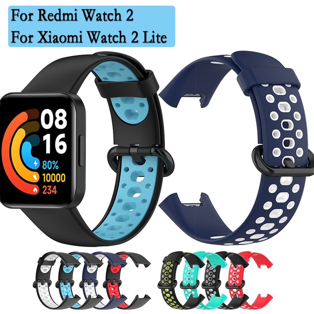 สายนาฬิกาข้อมือ ซิลิโคนนิ่ม สองสี ทนทาน ปรับได้ แบบเปลี่ยน สําหรับ Redmi Watch 2 Xiaomi Watch 2 Lite