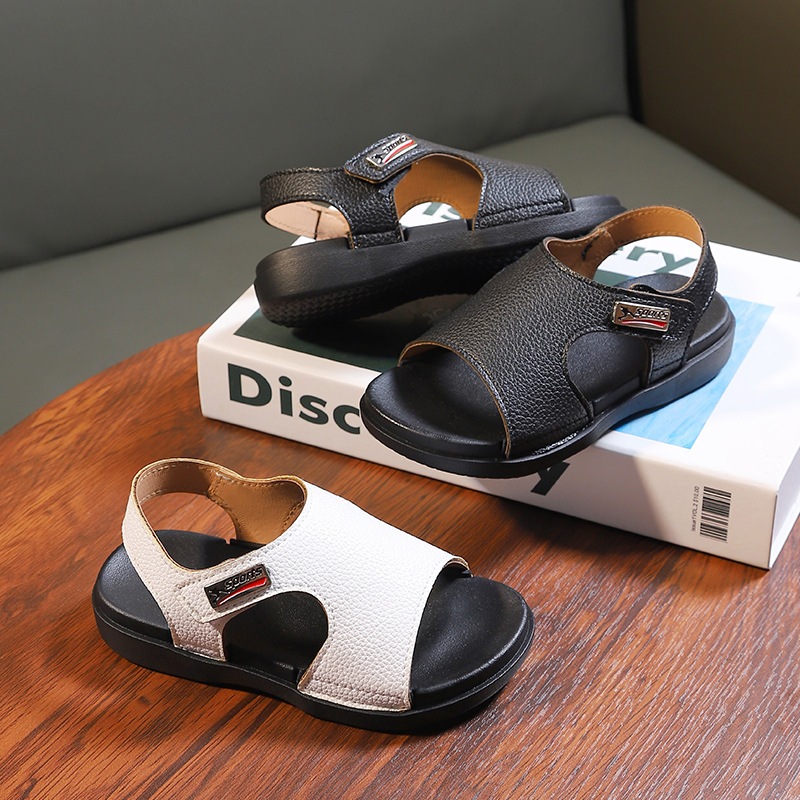 รองเท้าแตะ Velcro เปิดนิ้วเท้า ระงับกลิ่น ป้องกันการลื่น เหมาะกับเดินชายหาดกลางแจ้ง สําหรับเด็กผู้ชาย