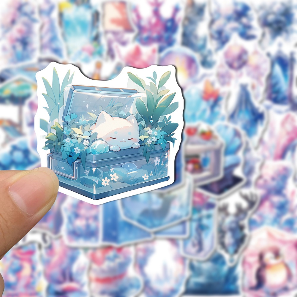 สติกเกอร์ กันน้ํา ลายการ์ตูนกราฟฟิติในโลกน้ําแข็ง หิมะ น่ารัก สวยหรู สร้างสรรค์ สําหรับติดตกแต่งโทรศัพท์มือถือ iPad 50 ชิ้น