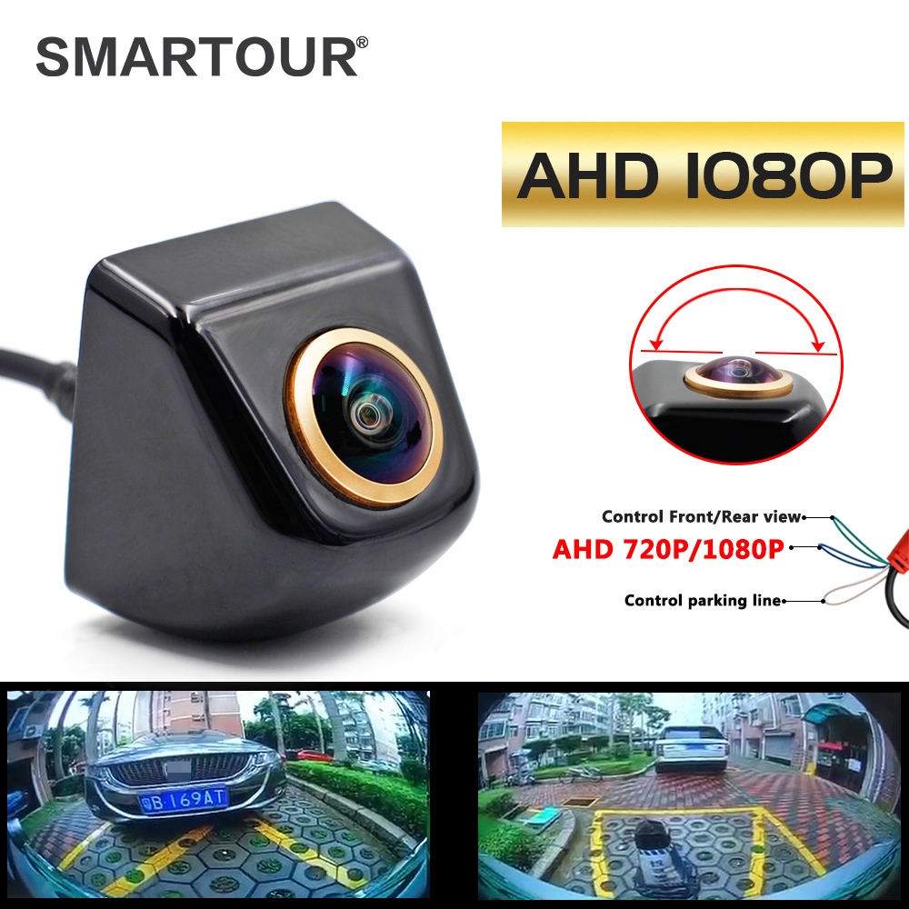 Smartour กล้องมองหลังรถยนต์ AHD 1920x1080P/AHD 720P เลนส์ฟิชอาย 180 องศา เวอร์ชั่นกลางคืน HD
