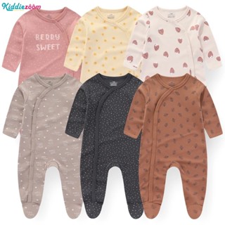 ชุดจั๊มสูทรอมเปอร์ แขนยาว ผ้าฝ้ายแท้ ลายสตรอเบอร์รี่ สีชมพู …