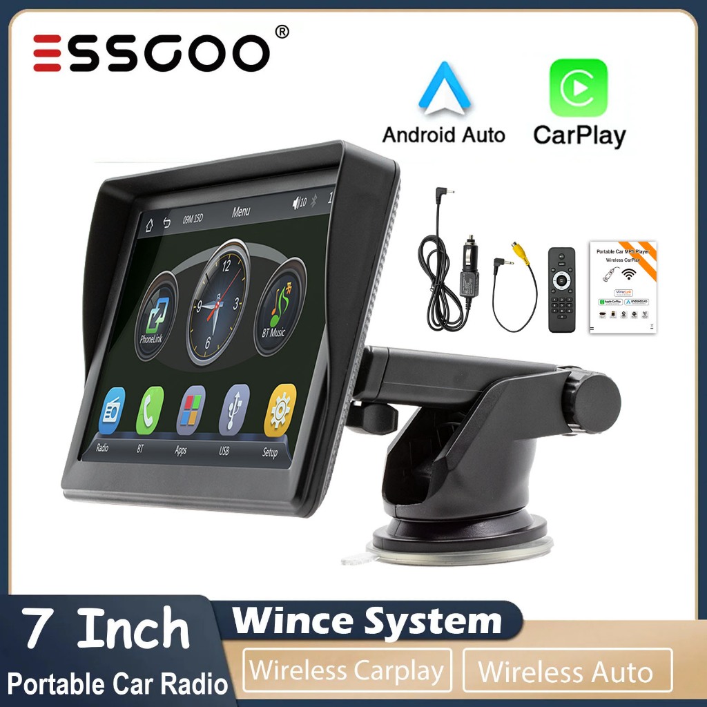 ESSGOO 7" Apple Carplay Car Radio Automotive Multimedia Player Wireless Android Auto MirrorLink WiFi FM Car Player Autostereo