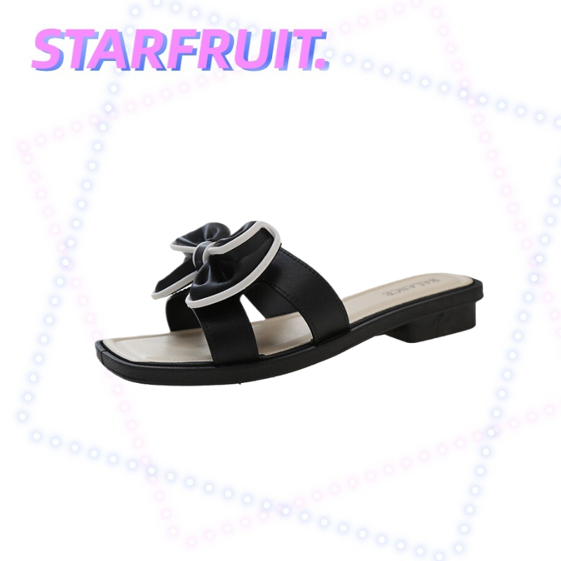 STARFRUIT รองเท้าแตะ ประดับโบว์ เข้ากับทุกการแต่งกาย สไตล์เจ้าหญิง มินิมอล ทนต่อการสึกหรอ แฟชั่นฤดูร้อน สําหรับผู้หญิง