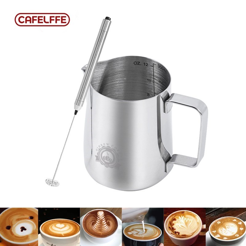 Cafelffe เครื่องตีฟองนมไฟฟ้า สเตนเลส (350 มล.) พร้อมเหยือกตีฟองนม