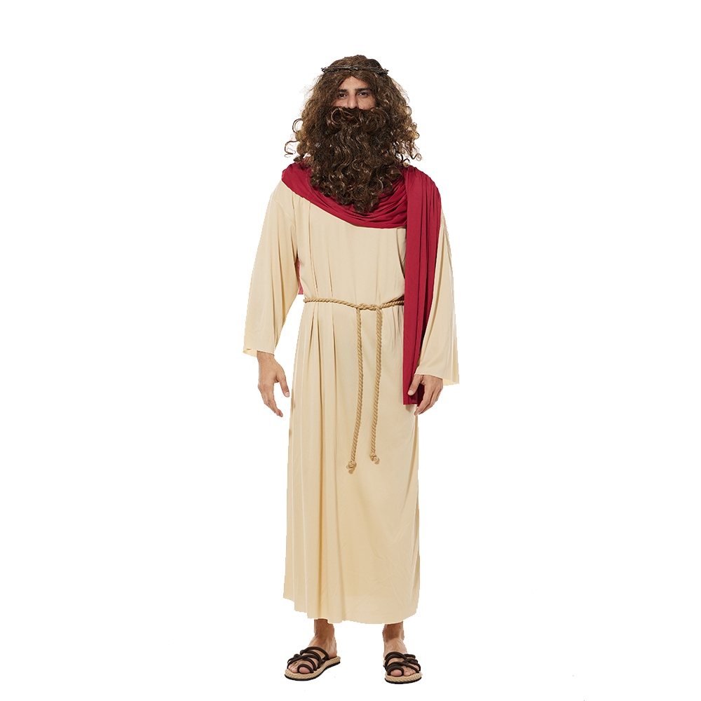พร้อมส่ง ชุดแฟนซีพระเยซู ชุดพระเยซู ชุดจีซัส ชุด Jesus พระเยซูวิกผมชายและหนวดเคราพระเยซูคอสเพลย์เครื่องแต่งกาย พระคัมภีร์วันเลี้ยงแกะฮาโลวีนเกมเครื่องแต่งกาย แต่งตัวแฟนซี