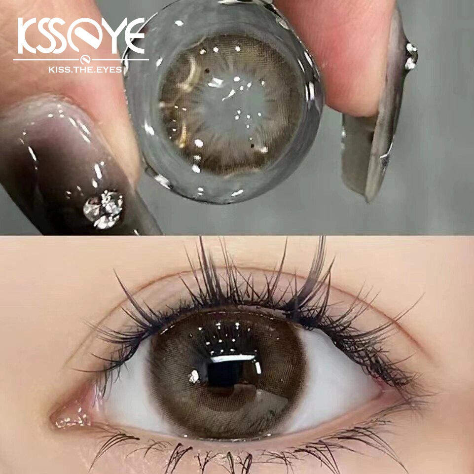 KSSEYE 2pcs สีน้ำตาลคอนแทคเลนส์สีคอนแทคเลนส์นุ่มธรรมชาติสำหรับตาแฟชั่นตกแต่ง 14.2 มม.คอนแทคเลนส์สำหรับ 6 เดือน