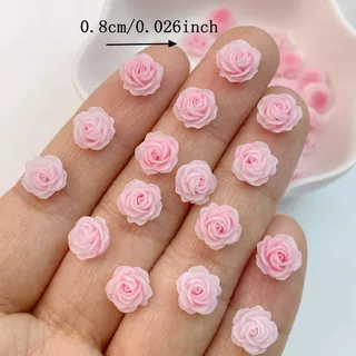 อุปกรณ์ตกแต่งเล็บเรซิ่น ลายดอกไม้ ใบไม้ สีชมพู สําหรับตกแต่งเล็บ 50 ชิ้น