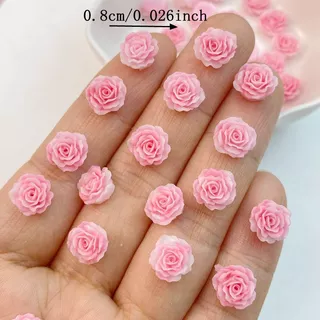 อุปกรณ์ตกแต่งเล็บเรซิ่น ลายดอกไม้ ใบไม้ สีชมพู สําหรับตกแต่งเล็บ 50 ชิ้น