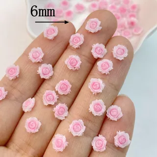 อุปกรณ์ตกแต่งเล็บเรซิ่น ลายดอกไม้ ใบไม้ สีชมพู สําหรับตกแต่งเล็บ 50 ชิ้น