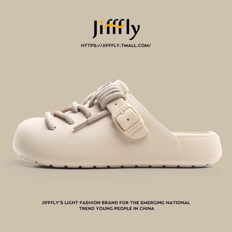 Jifffly รองเท้าแตะกีฬาคู่ 2024 ฤดูร้อนสไตล์ใหม่ขี้เกียจสวมใส่ด้านนอกหนา Soled กันลื่นอเนกประสงค์อินเ