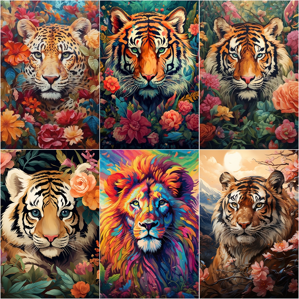 Drofe / ระบายสีตามตัวเลข / Tiger II / ภาพวาดสีน้ํามันดิจิทัลตามตัวเลข / ภาพระบายสี / ภาพวาด DIY / ภาพวาดผ้าใบ / ภาพวาดสีน้ํามัน / ภาพระบายสีตามตัวเลข / การตกแต่ง