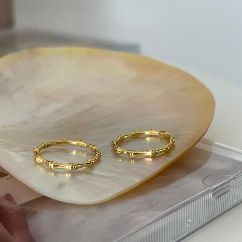 จากไทย 1วันถึง💕แหวนไม้ไผ่ 18k  ระดับไฮเอนด์ ปรับระดับได้ แบบเรียบง่าย - รูปที่ 2