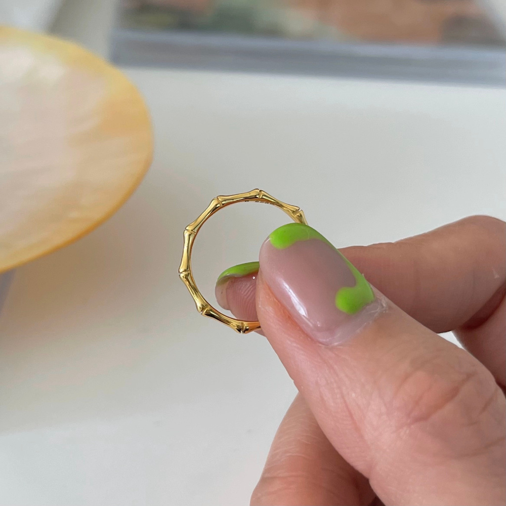 จากไทย 1วันถึง💕แหวนไม้ไผ่ 18k  ระดับไฮเอนด์ ปรับระดับได้ แบบเรียบง่าย - รูปที่ 3