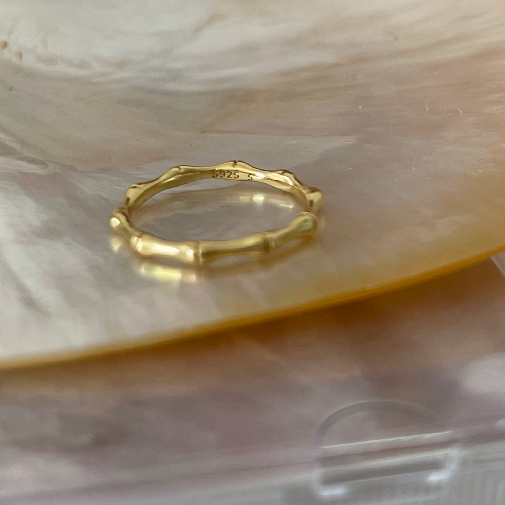 จากไทย 1วันถึง💕แหวนไม้ไผ่ 18k  ระดับไฮเอนด์ ปรับระดับได้ แบบเรียบง่าย - รูปที่ 4