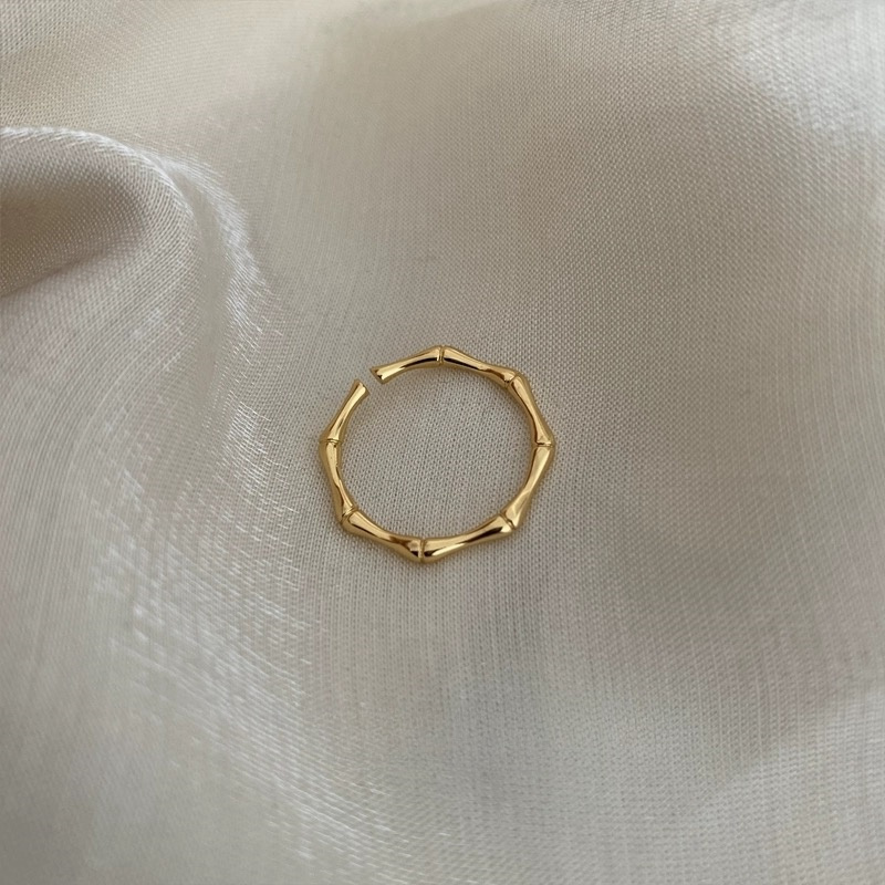 จากไทย 1วันถึง💕แหวนไม้ไผ่ 18k  ระดับไฮเอนด์ ปรับระดับได้ แบบเรียบง่าย