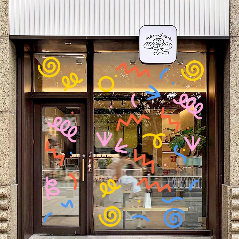 Ins Style สติกเกอร์ตกแต่งกระจก หน้าต่าง ประตู ร้านกาแฟ ชานม