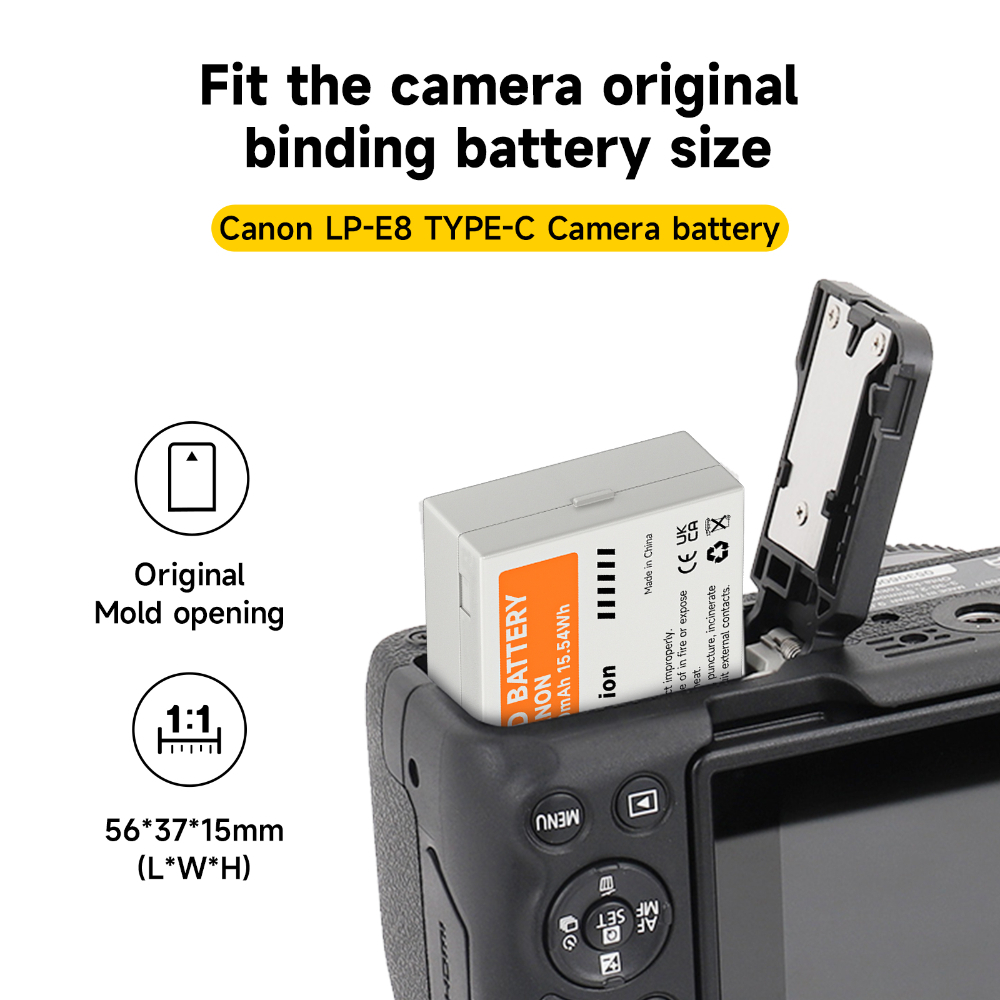 Palo แบตเตอรี่กล้อง LP-E8 2100mAh Type-C พร้อมไฟแสดงสถานะ สําหรับ Canon EOS 550D 600D 650D 700D