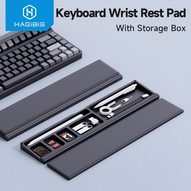 Hagibis คีย์บอร์ด Wrist Rest Pad Ergonomic Soft Memory Foam สนับสนุนเดสก์ท็อปกล่องเก็บ Easy พิมพ์บรรเทาอาการปวดสําหรับ Office Home