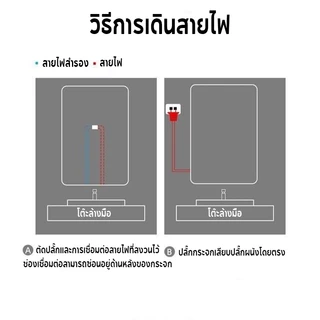 [MUJA] กระจกห้องน้ํา กระจกอัจฉริยะ กระจกสมาร์ทสแควร์ การควบคุมแบบสัมผัสสามสี, ไฟ LED กำจัดหมอก, ฟังก์ชั่นแสดงเวลาและอุณหภูมิ