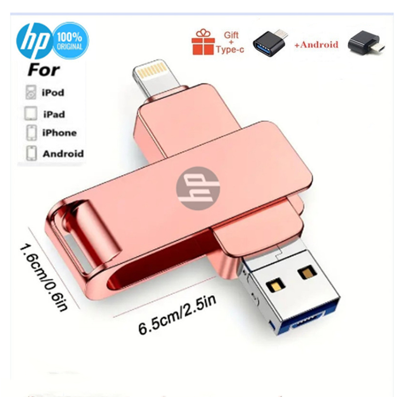 Hp 2TB USB3.0 4 in 1 OTG แฟลชไดรฟ์โลหะ กันน้ํา ความเร็วสูง 1TB 512GB 256GB 128GB 64g U Disk pendrive สําหรับ iphone