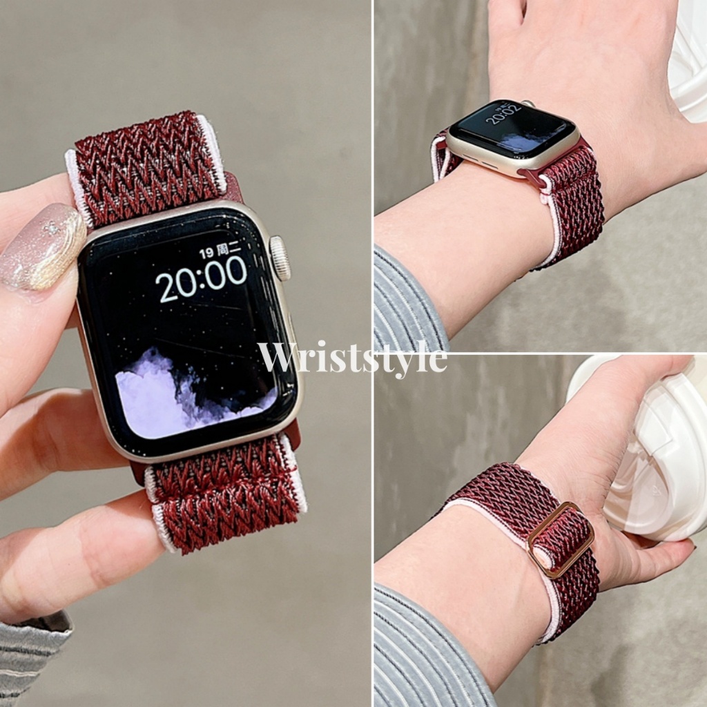 สายนาฬิกาข้อมือไนล่อนถัก แบบสองห่วง สําหรับ Apple Watch S9 8 7 6 5 4 3 2 1 SE ULTRA iWatch 49 มม. 45 44 42 41 40 38 15 สี