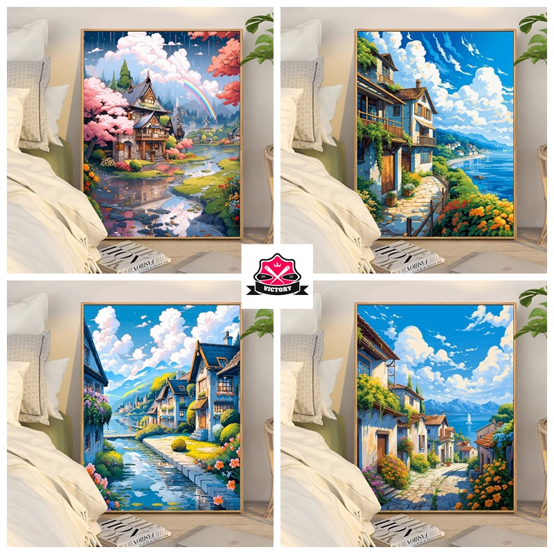 Victory -30*40cm/40*50cm/ระบายสีตามตัวเลข-Fairy Tale Town ภาพวาดสีน้ํามันอะคริลิค รูปการ์ตูนดิจิทัล diy สําหรับตกแต่งบ้าน-ภาพระบายสีตามตัวเลข --ระบายสีตามเลข--รูประบายสี--ภาพระบายสีตามตัวเลข--ภาพวาดระบายสีตามตัวเลข--ภาพระบายสีตามตัวเลข --รูประบายสี-