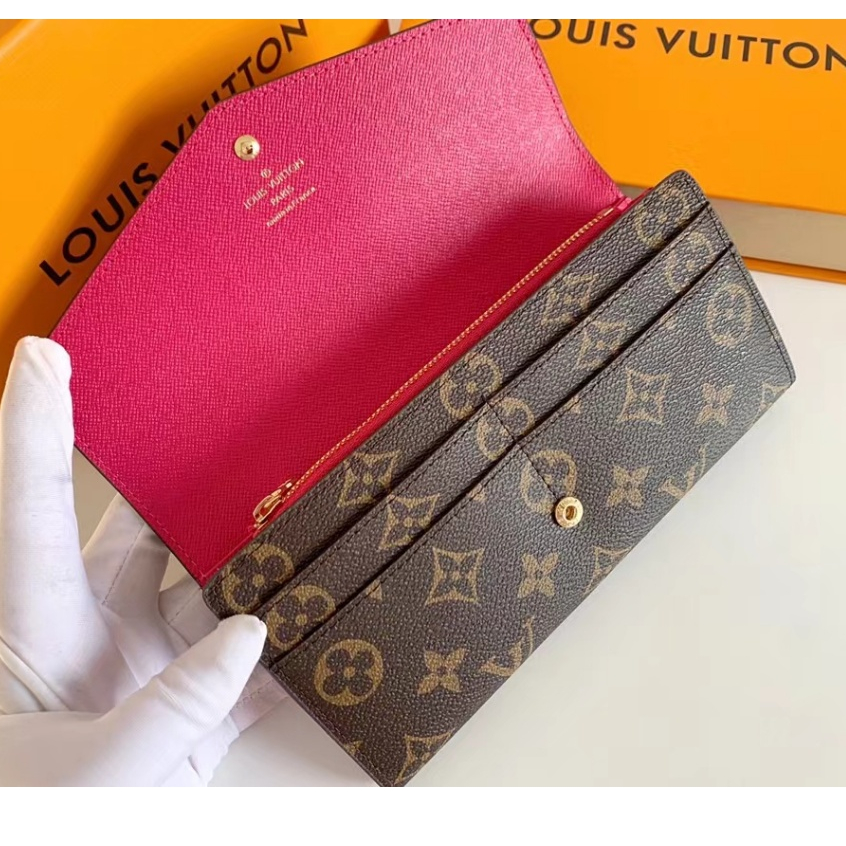 กระเป๋าสตางค์ Louis Vuitton แท้ 100% ใบยาว LV ใส่บัตรได้หลายช่อง สําหรับผู้หญิง