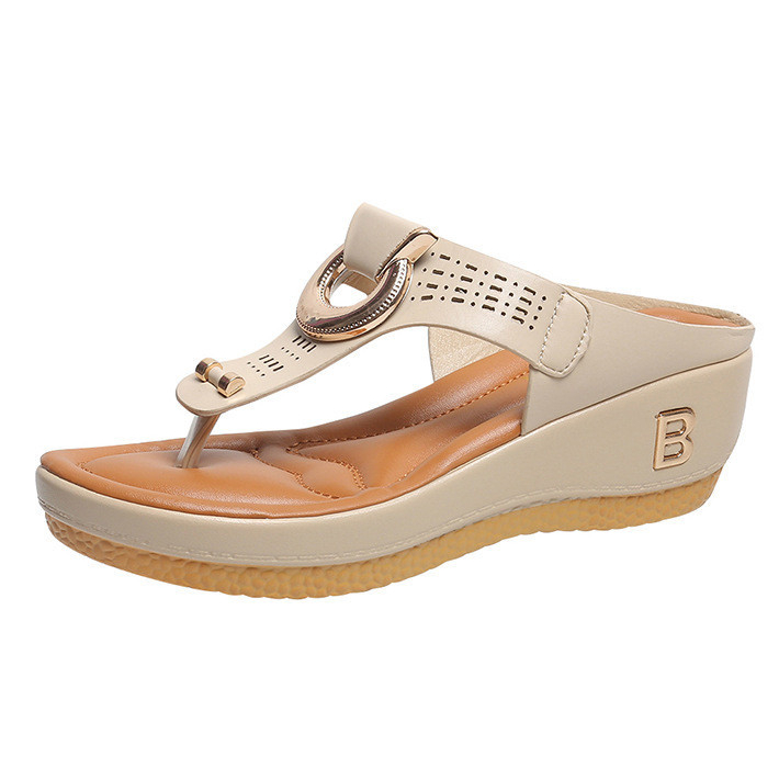 Ready Stock Wedge Heel Flip-Flops รองเท ้ าแตะชายหาดผู ้ หญิงรองเท ้ าแตะขนาดใหญ ่ 36-