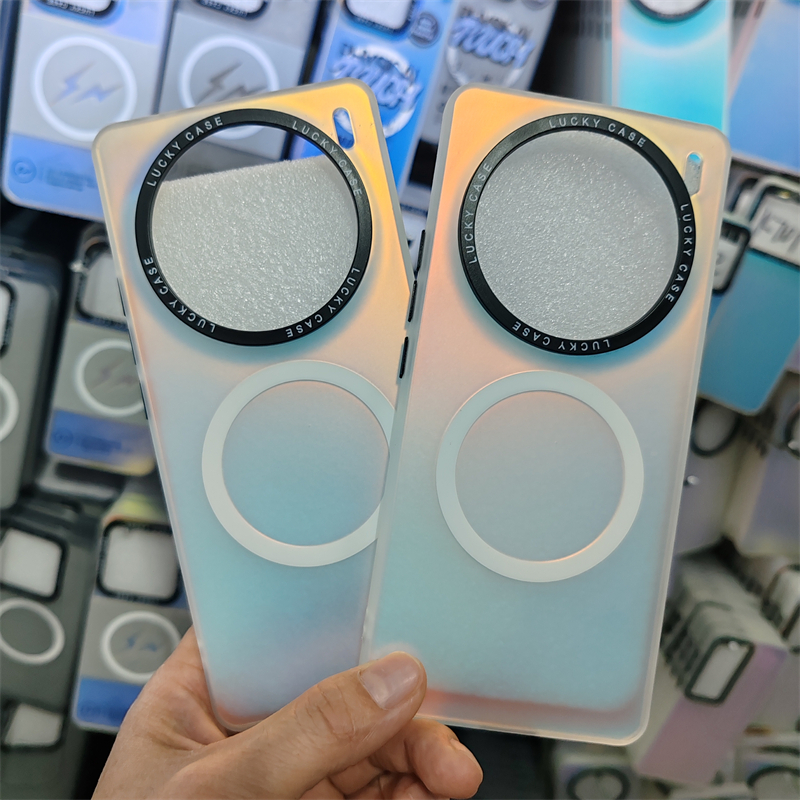 เคสแม่เหล็กไล่ระดับสีเลเซอร์ เนื้อแมตต์ สําหรับ VIVO X100 Pro เคสฝ้า IMD ป้องกันลายนิ้วมือ ฝาครอบแม่เหล็กชาร์จไร้สาย แบบแข็ง