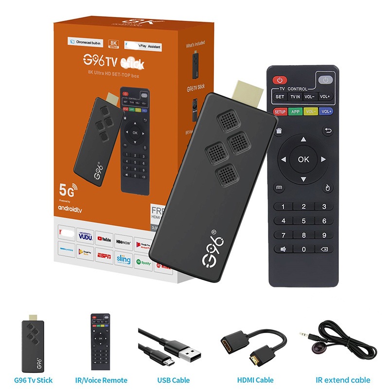G96 4K สมาร์ททีวีสติ๊ก Android13 ATV OS Allwinner h313 2GB16GB 2.4G&5G Dual Wifi BT5 Netflix Youtube