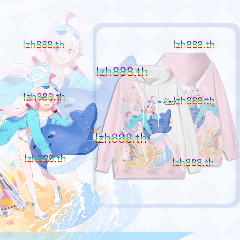 ใหม่ เสื้อกันหนาว เสื้อแจ็กเก็ต แขนยาว มีฮู้ด พิมพ์ลายอนิเมะ Blue Archive Takanashi Hoshino 3D ทรงหล