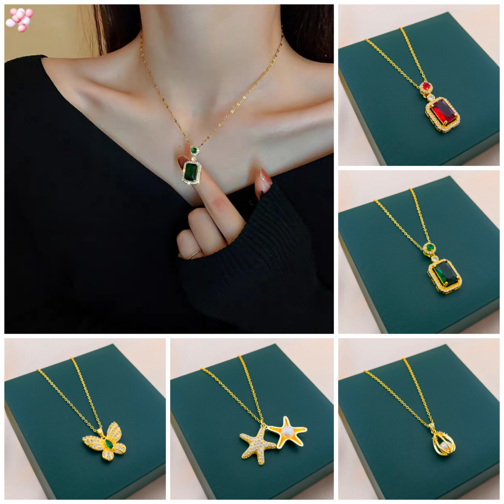 สร้อยคอ จี้สเตนเลส ไม่ซีดจาง เรียบง่าย เหมาะกับคู่รัก สําหรับผู้หญิง