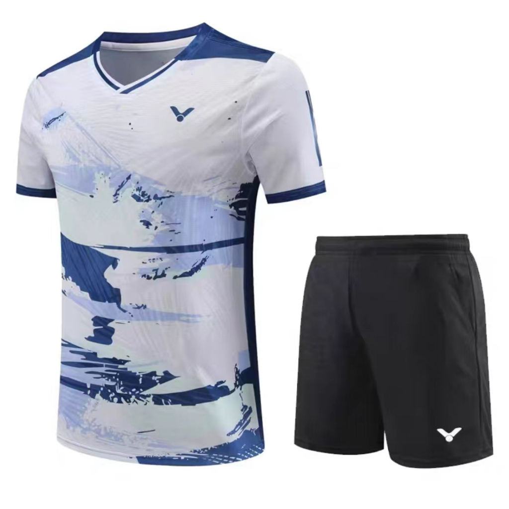 เสื้อยืดแขนสั้นลําลอง ระบายอากาศได้ดี แบบแห้งเร็ว ลาย Victor Badminton Tennis สําหรับผู้ชาย และผู้หญิง
