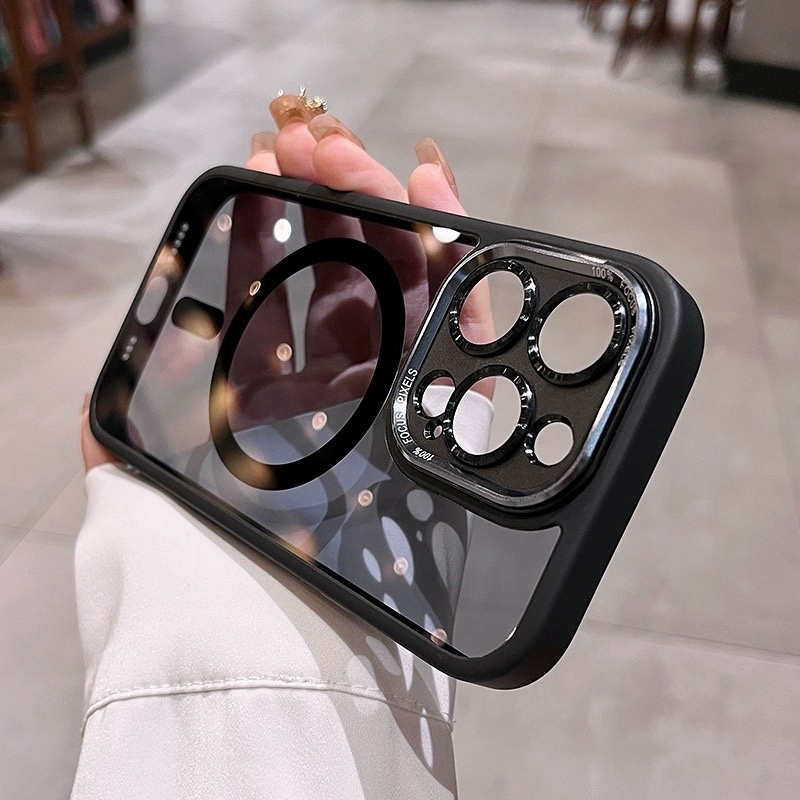 【Metal Len/acrylic hard case/Gray】เคส compatible for iphone 11 12 13 14 15 pro max