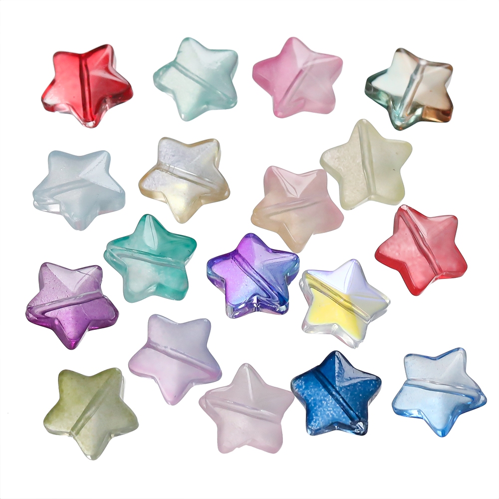 St. kunka ลูกปัดแก้ว รูปดาวห้าแฉก ขนาดใหญ่ สําหรับทําเครื่องประดับ สร้อยคอ สร้อยข้อมือ DIY 10 ชิ้น