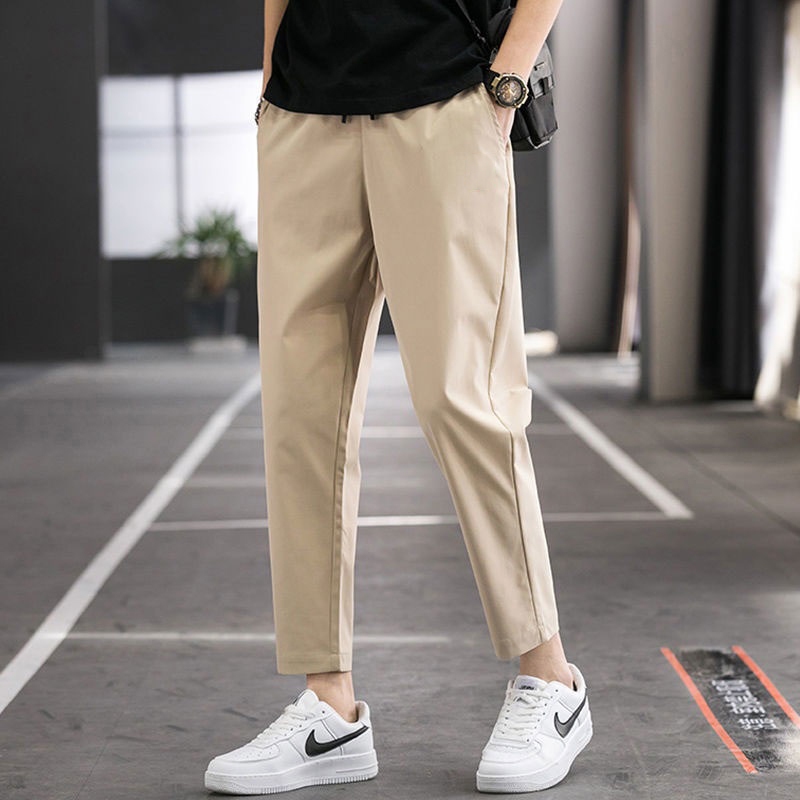 กางเกงขายาว ทรงหลวม ระบายอากาศ สําหรับผู้ชาย ผ้านุ่ม ใส่สบาย เอวยางยืด ไซซ์ M-4XL